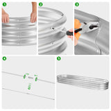 Land Guard 8ft Galvanized Raised Garden Bed Kit, Raised Garden Boxes Outdoor, Oval Metal Raised Garden Beds for Vegetables, Silver,108 Gallon Capacity(with 10 Connecting rods) Land Guard