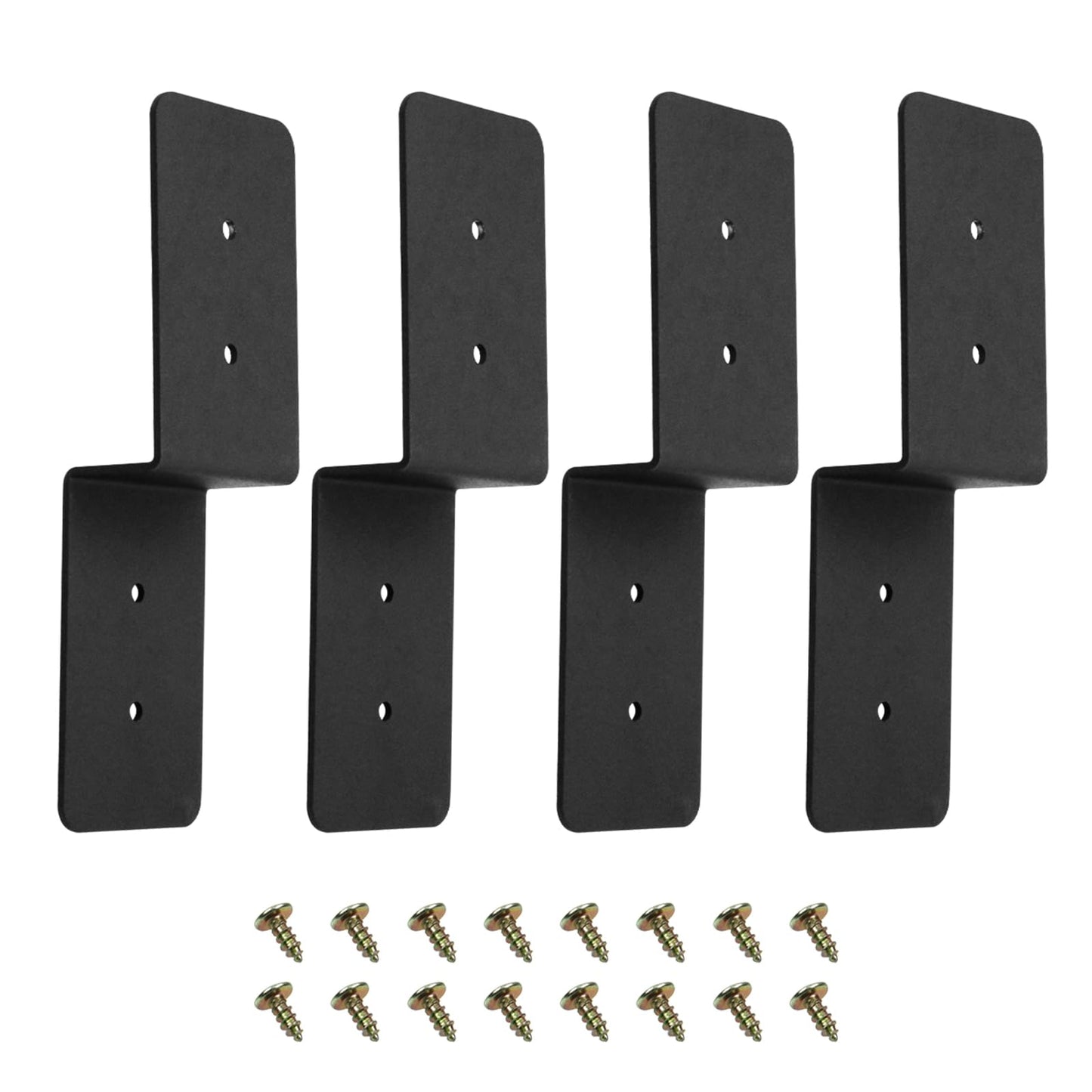 CNQLIS 4 Pieces Heavy Duty Steel Z Brackets 6 Inch Double Angle Channel Steel Profile Corner Brace, Cross Beam Support Post for Wood Shelf Fixing Timber Connector Pergola Bracket