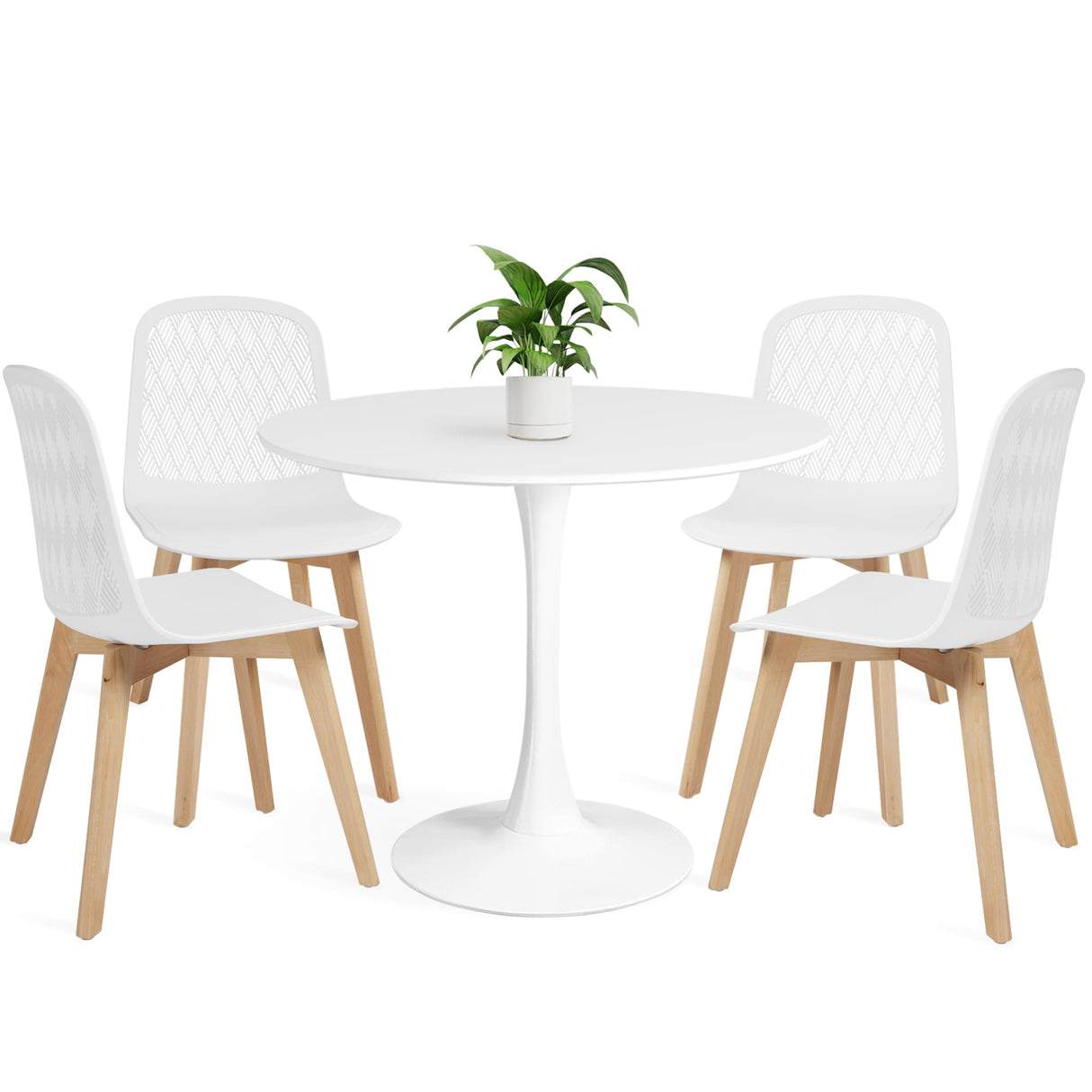 Mid Century Modern Round Dining Table Set for 4 with Chairs in Dining Room, Small Kitchen, Office, Cafe, Restaurants KM Legend