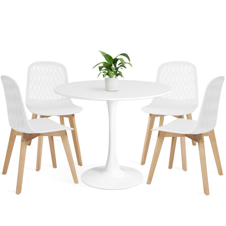 Mid Century Modern Round Dining Table Set for 4 with Chairs in Dining Room, Small Kitchen, Office, Cafe, Restaurants KM Legend