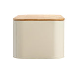 Bloomingville Metal Bin with Bamboo Lid, Cream Bread Box, 11.75" L x 5.25" W x 7" H Bloomingville