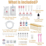 WEBEEDY DIY Lip Gloss Making Kit for Beginners,48 Pcs Fun Lip Gloss Kit to Make Your Own Lipgloss,Beginner Moisturizing Lipgloss Handmade Set for Women DIY Makeup Supplies Set Gift WEBEEDY