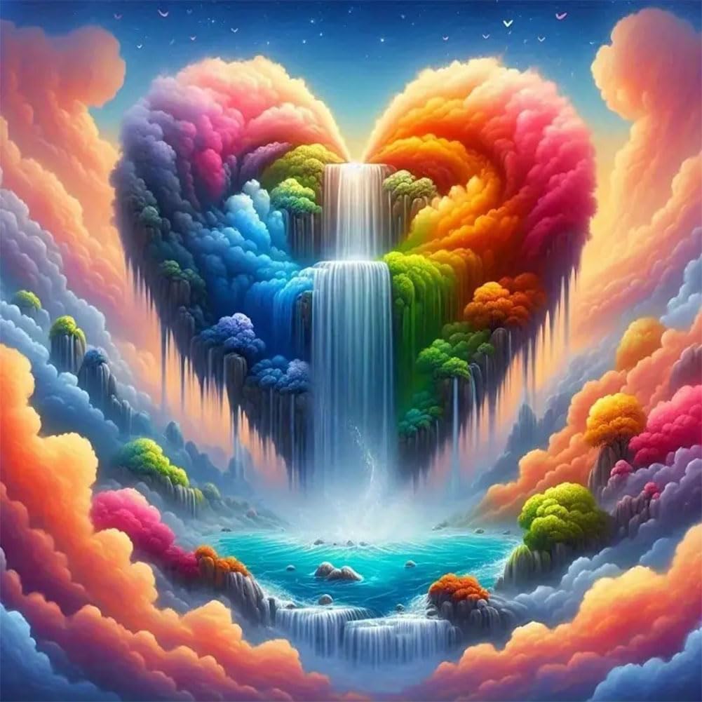 Reluohuo Diamond Painting Waterfall Kits for Beginner, 5D Love Full Drill Diamond Art Kits for Adults, DIY Diamond Art Kits for Home Wall Decor, 12x12 Inch Reluohuo