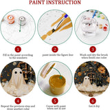 Axquilon Halloween Paint by Numbers Kit for Adults Beginner-Ghost Cat Adult Paint by Number Kits on Canvas, Halloween Easy Adults' Paint-by-Number Oil Painting Craft Supplies 16x20in Axquilon