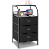 Jixlantuc Nightstand Bedside Table with Fabric Drawers Night Stand for Bedroom,End Table with Storage Shelves Side Tables Hallway, Entryway, Nursery Black Jixlantuc