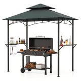 Tangkula 8x5 Ft Grill Gazebo, 2-Tier Barbecue Gazebo with 2 Shelves, 7 Hooks, Metal Frame, Outdoor Grill Canopy for Backyard Garden Poolside (Grey) Tangkula