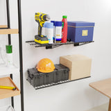 BELLO YON Wall Shelf 24'' x 11'' Garage Wall Mounted Storage Shelves, Heavy Duty Metal Wire Wall Shelving Storage Rack for Garage, Office, Basement, Max Load 90lb,Black, 2-Pack BELLO YON