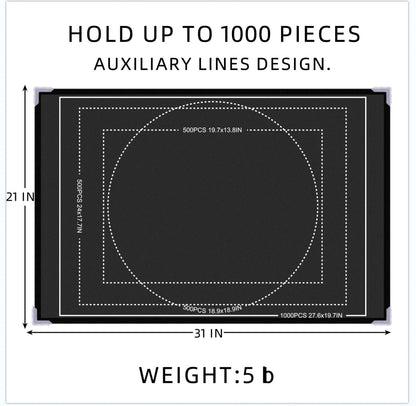 1000 Pieces Jigsaw Puzzle Boards - 6 Puzzle Sorting Trays for Puzzle Table Dualsided Size 21.5" X 31" 1000 500 Pieces with Portable Puzzle Dustproof Cover Large Mat Drawers Adults Frame Keeper Holder