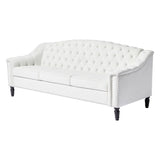 PHOYAL Chesterfield Couch 3 Seater Large Sofa, Velvet Sofas and Couches 80 Inches Mid Century Modern Couch Tufted Back Sofa for Living Room Furniture (White) PHOYAL