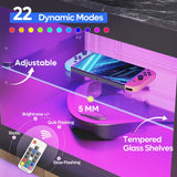 Bestier Entertainment Center LED Gaming TV Stand for 55+ Inch TV Adjustable Glass Shelves 22 Dynamic RGB Modes TV Cabinet Game Console PS4, Black Marble Bestier