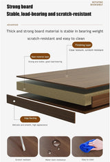 6 Tier Rotating Bookshelf Tower - Round Bookcase Rotating with 360° Rotating Design and Free Assembly Mode, Standing Bookshelf Tower with Drawer and Wheels, Revolving Bookcase for Study Room, Walnut TXFTRR