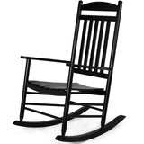 MAMIZO Soild Wood Outdoor Rocking Chair with High Back, Porch Rocking Chairs Oversized Easy to Assemble for Porch Garden, Lawn, Balcony, Backyard, Wooden Rocking Chair Outdoor and Indoor (Black) MAMIZO