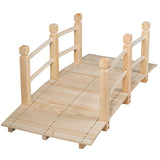 S AFSTAR Garden Bridge, 5FT Wooden Arc Footbridge for Outdoors with Safety Guardrails, Decorative Landscaping for Garden Yard Walkway Creek Farm, 400 LBS Capacity (Natural Finished) S AFSTAR