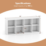 Tangkula 8-Cube Bookcase, Large Floor Standing Horizontal Bookshelf with 8 Open Shelves & 2 Anti-Tipping Kits, Home Office Wooden Storage Book Shelf for Living Room, Study (White, 8-Cube) Tangkula