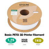 eSUN PETG Filament 1.75mm, High Toughness Glossy PETG 3D Printing Filament, 1KG Spool (2.2 LBS) 3D Printer Filament, Solid White eSUN
