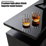 AMERLIFE Fireplace TV Stand with 36" Fireplace, 70" Modern High Gloss Fireplace Entertainment Center LED Lights, 2 Tier TV Console Cabinet for TVs Up to 80", Obsidian Black AMERLIFE