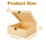 DAJAVE 2 Pack Unfinished Wooden Box, Wooden Storage Box with Hinged Lid, Pine Wood Box DIY Craft Stash Boxes for Crafts DIY, Jewelry Home Storage (12x7.8x3 Inch) DAJAVE