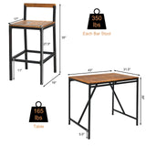 RELAX4LIFE 5-Piece Patio Bar Set, Acacia Wood Counter Height Bistro Dining Table w/Umbrella Hole, Wicker Rattan Bar Stools Set of 4 for Balcony Backyard Poolside, 5PCS Outdoor Bar Table and Chairs Set RELAX4LIFE