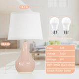 Seealle 19.4" Modern Ceramic Table Lamps for Night Stands - Bedside Lamps Set of 2 for Nightstand, Pink Bedroom Lamp for Living Room Cute Desk End Table Office Guest Room Dresser Rocker Swtich Seealle
