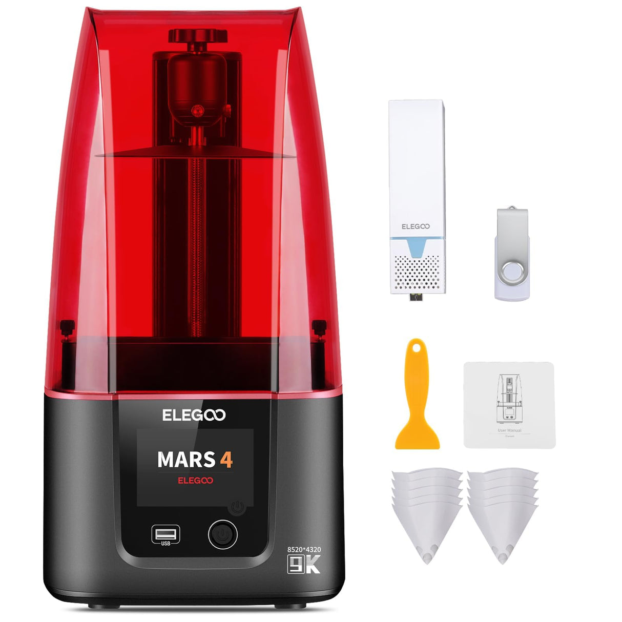ELEGOO Mars 4 MSLA Resin 3D Printer with 7-Inch 9K Monochrome LCD, Original Air Purifier and Voxeldance Tango Slicing Software, Printing Size of 6.04x3.06x6.89 Inches ELEGOO