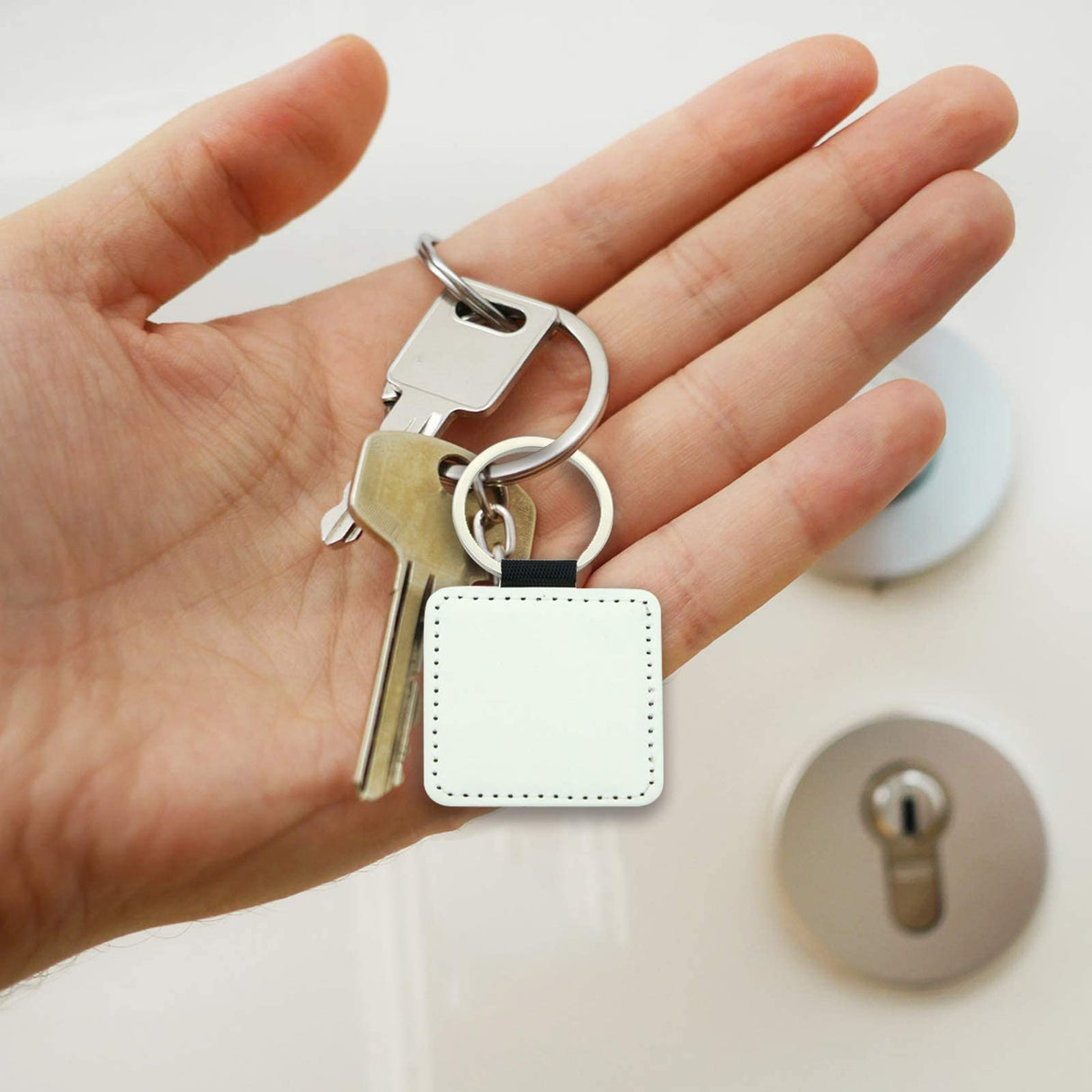 12 Pcs Sublimation Blank Keychains,PU Leather White Keychains Ornament Pendants for Man Women Crafts Heat Transfer (Square) Jippedea