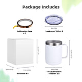 ColorSub 12 oz Sublimation Tumblers with Handle Insulated Stainless Steel Coffee Mugs Matte Tumblers Blanks with Gift Box, Heat Tape for Hot Cold Drinks, 8 Pack ColorSub