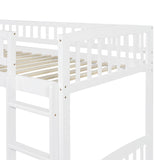 Merax Twin Size Loft Bed with Slide and Ladder, White Wooden Bed Frame, No Box Spring Needed Merax