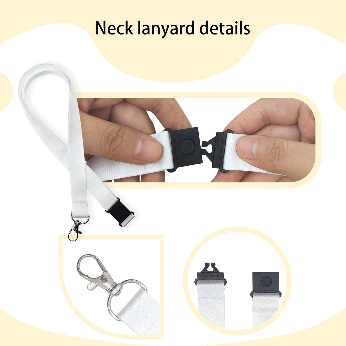 YOUKE OLA 50 Pack Sublimation Lanyards Blank Bulk White Sublimation Lanyards with Detachable Buckles Neck Lanyards Heat Transfer Lanyard for ID Badge Holder Keychain as Christmas Gifts YOUKE OLA