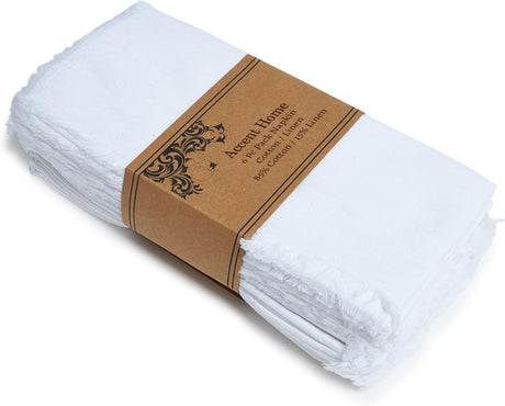 ACCENTHOME White Cotton Linen Napkin Set of 6 18x18 inch Dinner Napkins - Washable Soft Premium Hotel Quality Reusable Napkins Perfect Table Napkins for Family Dinners, Weddings & Everyday Use ACCENTHOME
