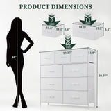 9-Drawer Dresser for Bedroom, Anti-Tip Tall Storage Organizer Chest of Drawers with Wooden Top and Metal Frame Fabric Bins for Closet, Living Room, Hallway, Entryway, White SageNest