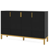 Tribesigns Luxury Buffet Cabinet with Storage, 59 Inch Kitchen Sideboard with 4 Doors, Coffee Bar Cabinet for Dining Room, Living Room, Black and Gold Tribesigns