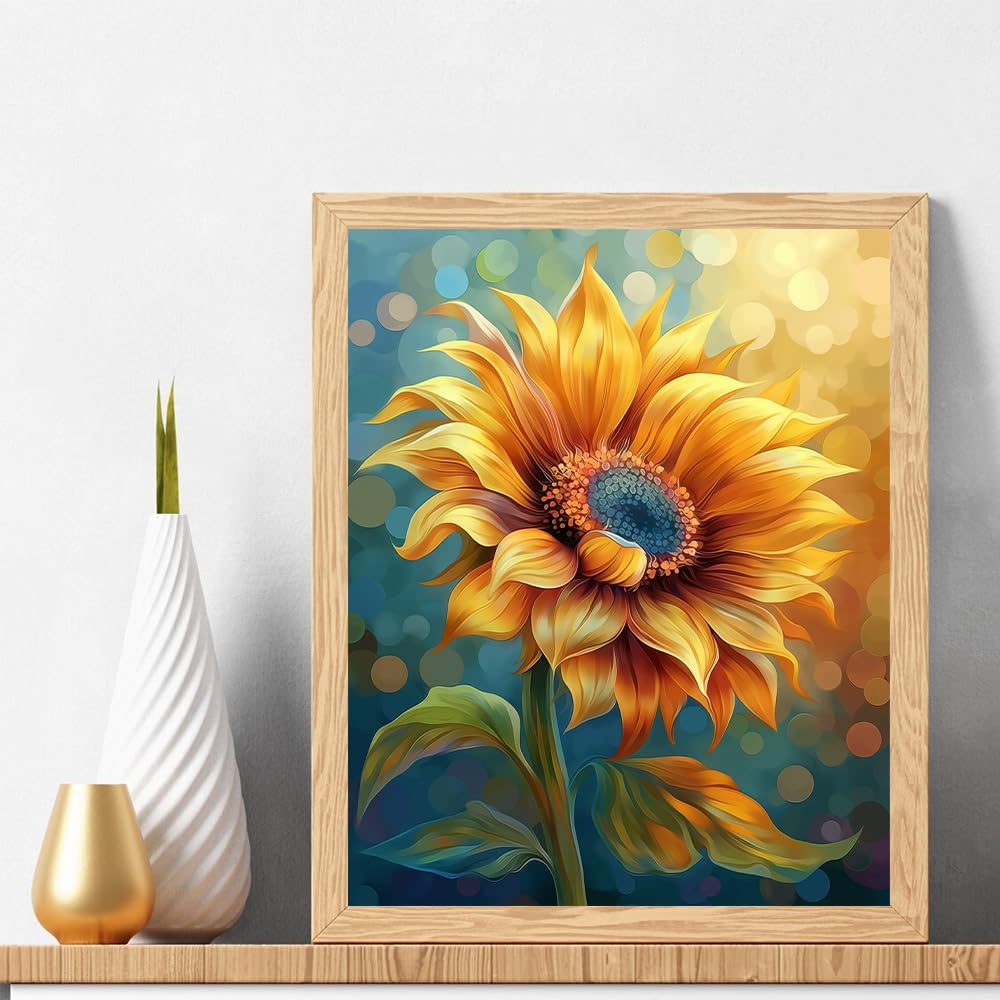 Natuyalo Paint by Numbers Kit for Adults - Sunflower DIY Adult Paint by Number Kits Flowers Acrylic Canvas Painting for Adults Beginners Art Crafts Without Frame, 16x20 Inch Natuyalo
