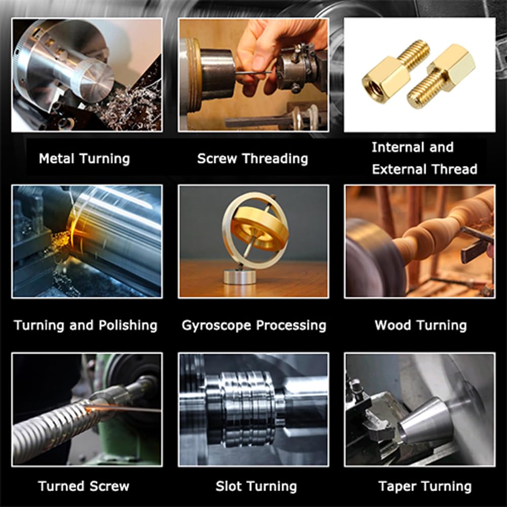 EQCOTWEA Metal Lathe 8''x39'' Benchtop Lathe Machine Pricision Hobby DIY Table Lathe Industrial Metal Wood Working Spinning Horizontal Lathe 1100W Brushless Motor 50-2500RPM Inch Thread WM210V 110V EQCOTWEA