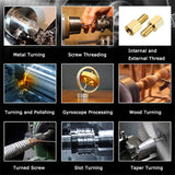 EQCOTWEA Metal Lathe 8''x39'' Benchtop Lathe Machine Pricision Hobby DIY Table Lathe Industrial Metal Wood Working Spinning Horizontal Lathe 1100W Brushless Motor 50-2500RPM Inch Thread WM210V 110V EQCOTWEA