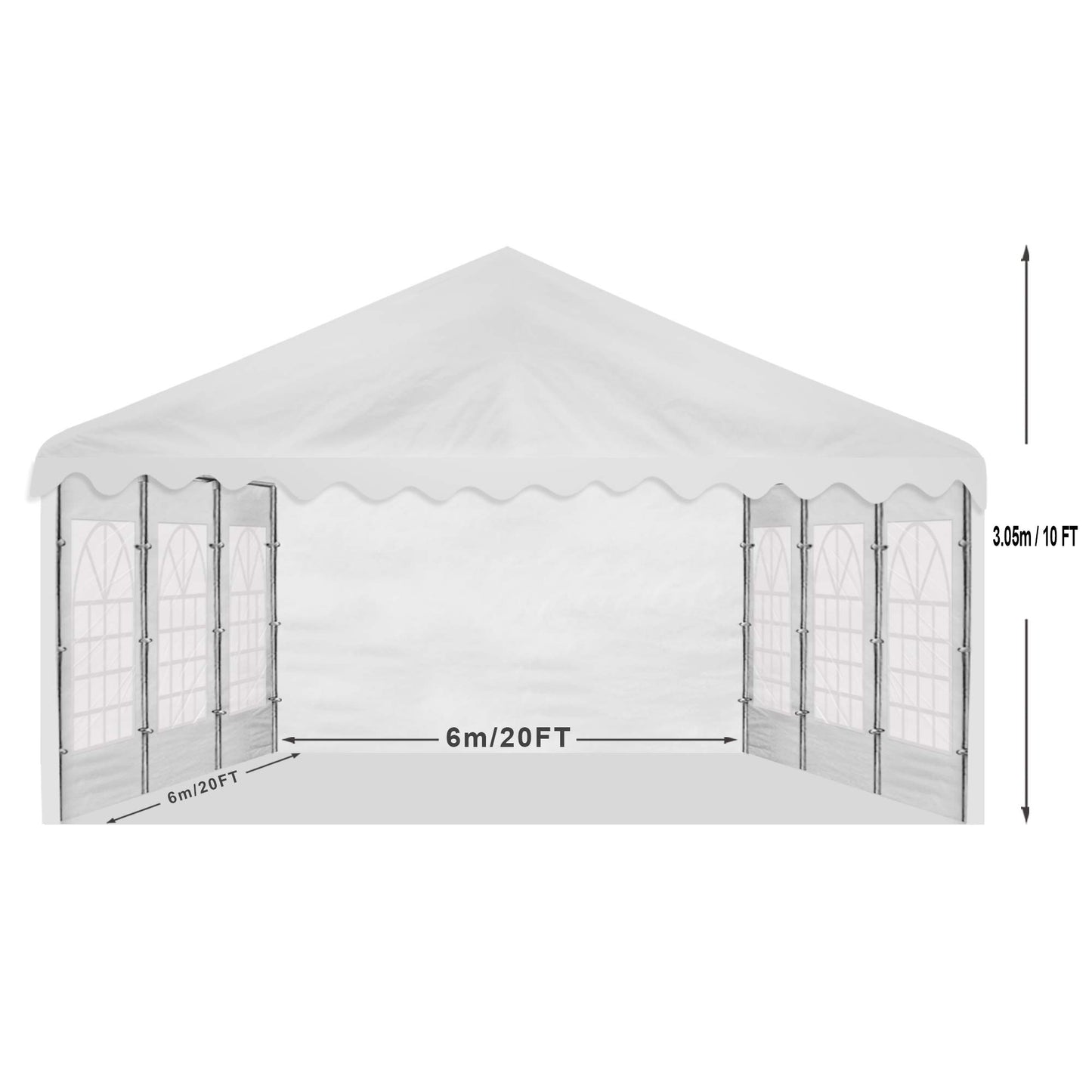 AMERICAN PHOENIX Party Tent 20x20 ft Heavy Duty Canopy Shelter for Wedding Event Fair with Fire Retardant Roof with Sidewalls and Windows White (20x20 - PE)