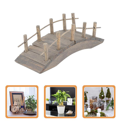 Gadpiparty Garden Bridge 2pcs Miniature Wooden Arch Bridge Model Mini Garden Ornaments Micro Landscape Decor Miniature House Decorations - WoodArtSupply