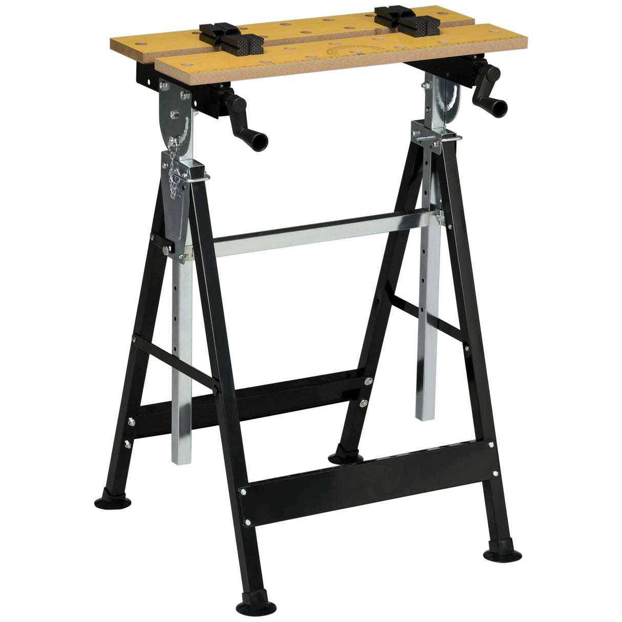 HOMCOM Work Bench Tool Stand with Adjustable Height and Angle, Carpenter Saw Table with 4 Clamps, Steel Frame, 220lbs Capacity HOMCOM
