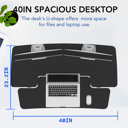 FLEXISPOT Standing Desk Converter 40in Sit to Stand up Desk Riser Height Adjustable Computer Workstation with Spacious 2-Tier Desktop Black - WoodArtSupply