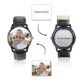 Gemszoo Personalized Picture Watch Custom Photo PU Leather Strap Quartz Watch Fathers Day Dad Gifts for Men (Style 2 for Men) Gemszoo