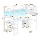 BTHFST Loft Bed Twin Size with L-Shape Desk & RGB LED Lights & Charging Station, Twin Bunk Bed with Fabric Drawers & Shlves, 13.4'' H Safety Guardrail, Noise Free, No Box Spring Needed BTHFST