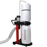 BUCKTOOL 1.2 HP Auto Start 750CFM Dust Collector with 3 Dust Collection Bag, 5.4 Cubic Bag Capacity and 5 PCS Reducer for Woodworking Bucktool