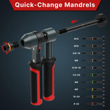 TOLRET Rivet Nut Tool Rivet Nut Kit, Rivnut Tool Kit with 10 Metric and SAE Mandrels, 100 Pcs Rivet Nuts Assortment Kit, Professional Ratchet Nutsert Tool Kit with Rugged Carrying Case, TR21 TOLRET