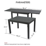 Kozyard Villa Expandable Patio Dining Table - Adjustable, Aluminum Outdoor Furniture for 4-6 Person, Perfect for Backyard, Porch, Deck, Garden - Dark Grey, 43"- 86" Kozyard