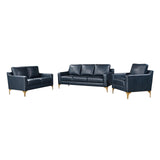 Serta Triton 78" Sofa, Transitional Modern, Dreamcoil Comfort, Metal Legs, Vegan Leather, Navy Blue Serta