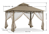ABCCANOPY Gazebos for Patios 10x12 - Outdoor Steel Frame Gazebo with Mosquito Netting for Lawn Backyard Garden Deck (Khaki) ABCCANOPY