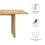 Modway Amistad 86" Solid Wood Modern Farmhouse Rectangular Dining Table in Oak Modway