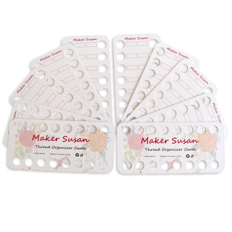 Maker Susan 10 Pack Embroidery Thread Organizer Cards, Embroidery Floss Organizer Holder 16 Positions Cross Stitch Per Bobbin for Thread, Embroidery Floss Bobbin Cardboard, Thread Keeper, DIY Storage Maker Susan