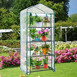 Mini Greenhouse for Outdoors Indoor: Ohuhu Small Green House with 4 Tier Shelves, Portable Plastic Greenhouses with Heavy Duty Transparent PVC Cover for Winter Garden Patio Backyard Porch Balcony Ohuhu