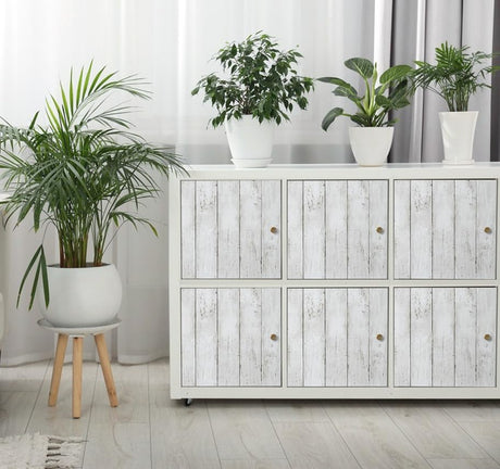 Abyssaly Peel and Stick Wallpaper 17.7" X 118" White Gray Wood Shiplap Contact Paper Self-Adhesive Removable Decorative Wall Covering Vintage Wood Plank Film for Home Decoration Abyssaly