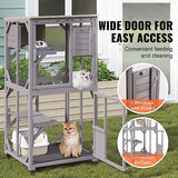 VEVOR 3-Tier Cat Playpen Catio with Wheels, Resting Box, Waterproof Roof, Windows & Doors, Removable Tray VEVOR